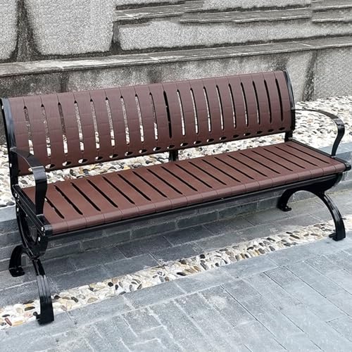 Chaise à dossier en fer forgé haut de gamme et bois massif pour banc de parc durable