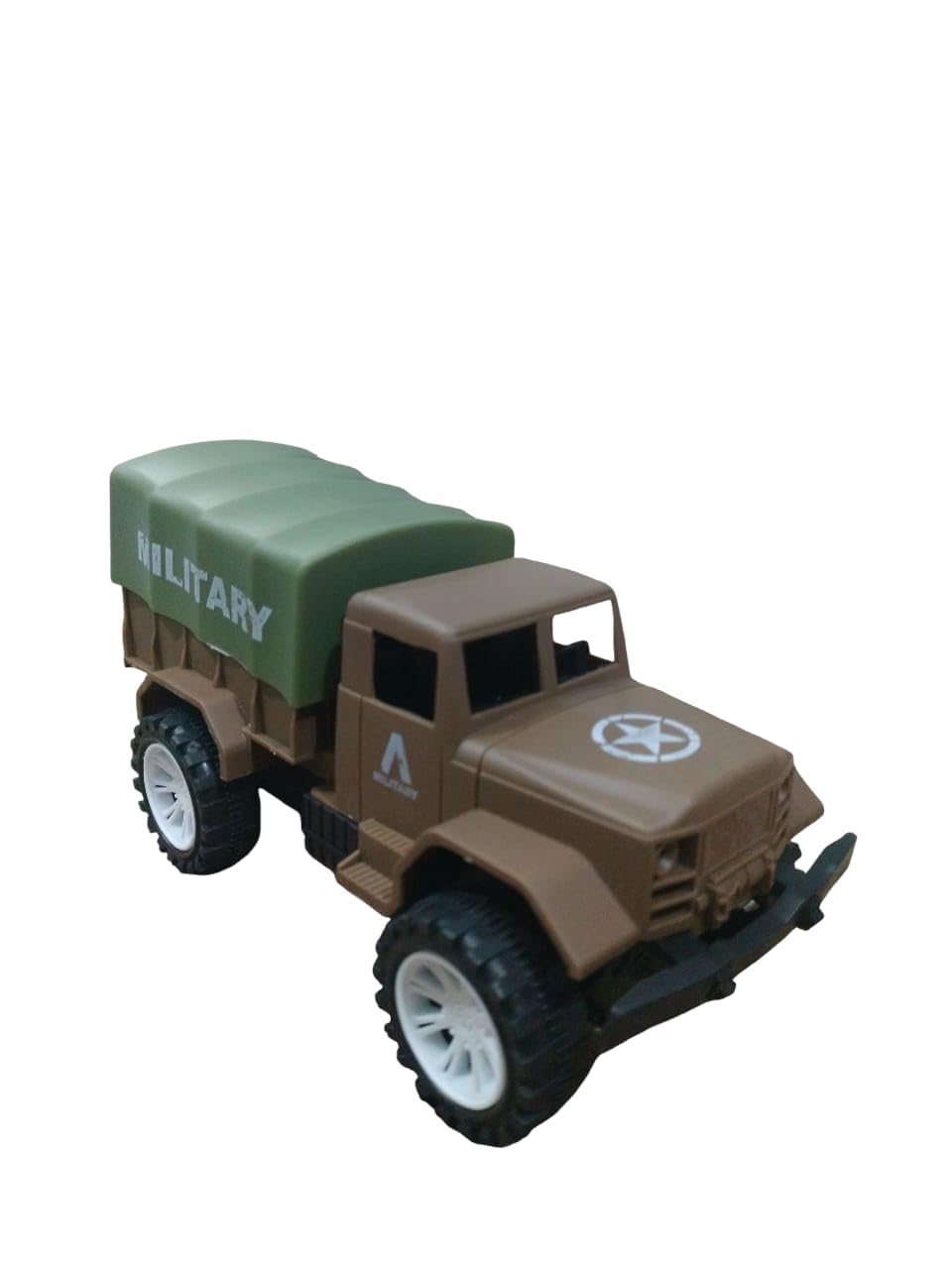 Military Cargo Transport Truck Toy for Kids | Large-Scale Off-Road Army Vehicle with Removable Canvas Top | Durable Plastic Truck in Brown & Green
