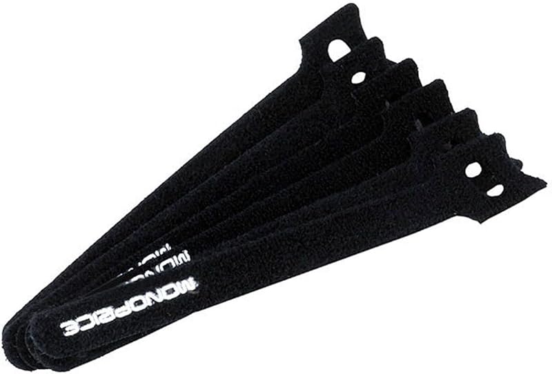 Bridas para cables de fijación con gancho y bucle Monoprice de 6 pulgadas, 100 unidades por paquete, color negro