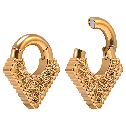 KOOBODY 2 UNIDS Retro Delicado Imán Pesos de Oreja Para Orejas Estiradas Calibres Pesados Acero Inoxidable 2g Calibre Colgante Para Mujeres Hombres 6mm Percha de Oreja Piercings Camilla Cover