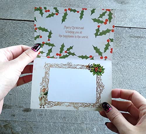 Image of PIXILUV CHRISTMAS ANGELS (Pack of 12) Notecards Small Greeting Cards # Holy Angels Christmas Greetings and Cheer ~ Vintage Christmas Postcards Reprint