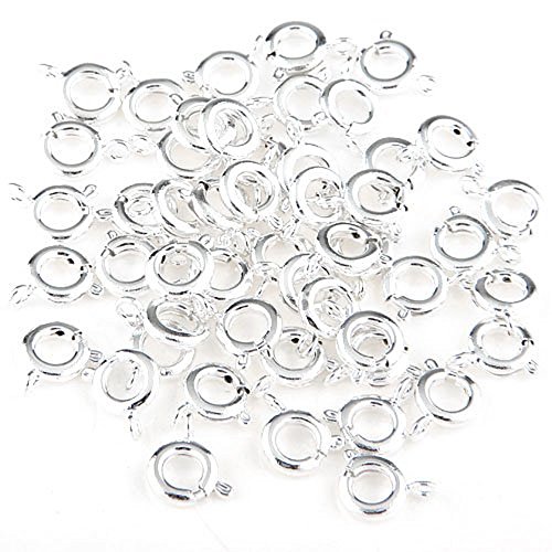 skyllcu00ae 50X Cierres Mosquetón Redondo Bañado de Plata para Pulsera 7mm