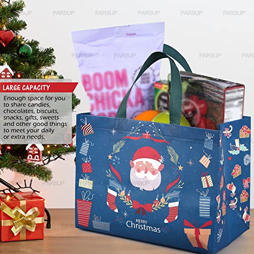 Parsup 8Pcs Christmas Gift Bags,Christmas Tote Bags With Handles, Christmas Treat Bags, Multifunctional Non-Woven Christmas Bags For Gifts Wrapping Shopping, Xmas Party Supplies, 12.8"×9.8"×6.7" #TOP2