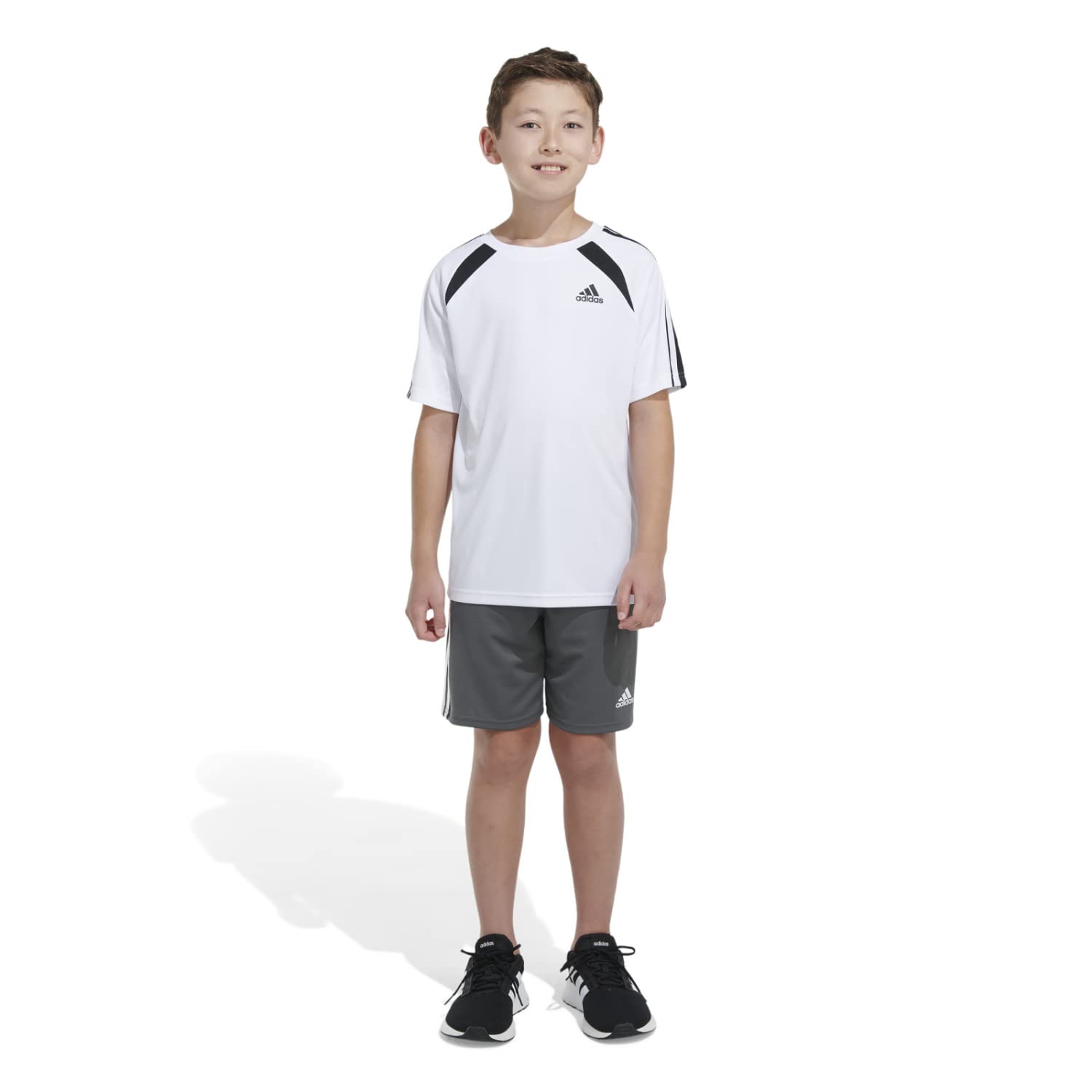 adidas Boys Short Sleeve Aeroready Soccer Tee T-Shirt (White, Medium)