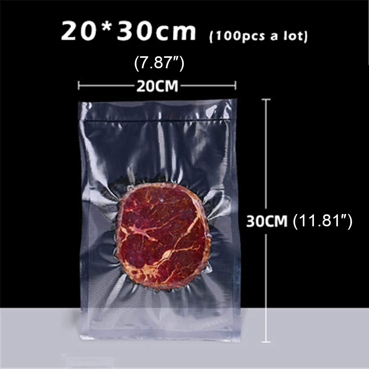 ECYC Ltd 100 Pcs 7.87x11.81 inch Vacuum Sealer Bags, BPA Free Vacuum Sealer Pre-Cut Bags for Food Preservation, Sous Vide