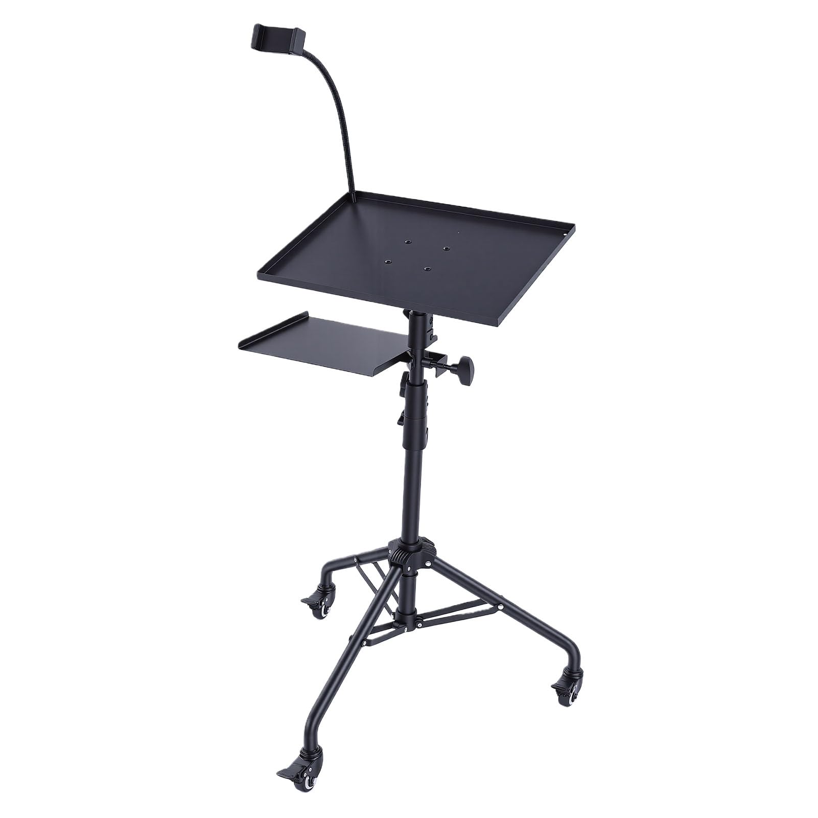 Stojak na Trójnóg do Projektora Laptopa, Przenośny Uchwyt do Projektora o Regulowanej Wysokości 71-130 Cm, Statyw Laptopa na Kółkach z Kółkami Obrotowymi i Uchwyt Telefon Domowego Biura