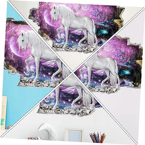 Autocollants muraux 3D licorne pour décoration murale de chambre de bébé