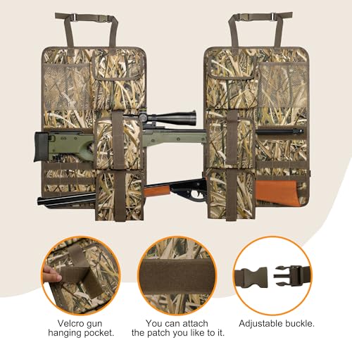 MYDAYS 2 Pack Tactical Seat Back Gun Rack, Camo Front Seat Organizer with MOLLE Panel Vehicle Gun Holder, Hunting Rifle/Shotgun (Camo1) - Thumbnail 4