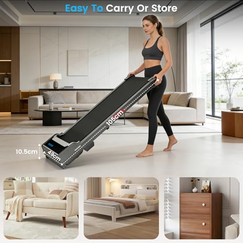 Image of Walking Pad Treadmill for Home - Under Desk Walk Pads with Remote Control Mini Running Portable Electric Machine Adjustable Slim Compact with 0.6-4.0MPH Max up 220 Lbs Modes for Office Small Spaces