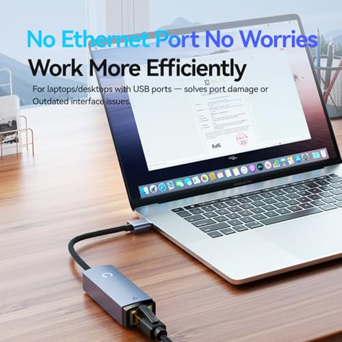 Image of USB-C to Ethernet Adapter, Gigabit Network Adapter with Aluminum Alloy Case, Driver-Free RJ45 LAN Adapter Compatible with MacBook Pro Air, iPad, Laptops(USB C)