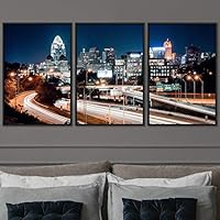 3 Piece Framed Canvas Wall Art City Illuminations Canvas Prints Home Artwork Decoration for Living Room,Bedroom - 16