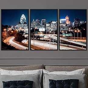 signwin 3 Piece Framed Canvas Wall Art City...