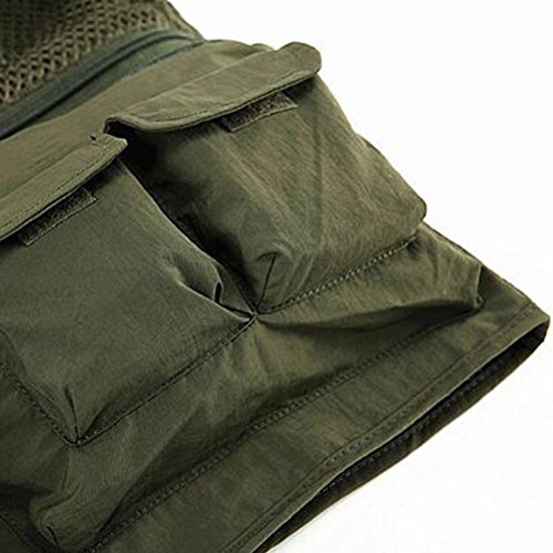 Colete masculino de malha de pesca Lioobo com vários bolsos para acampamento, pesca, fotografia, via