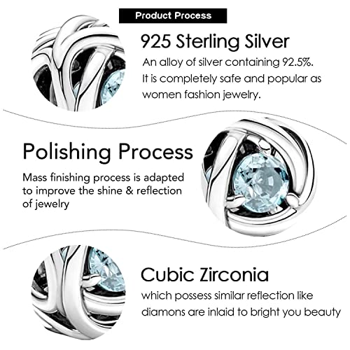 Image of VALGACLS Birthstone Charms 925 Sterling Silver Birthstone Charms