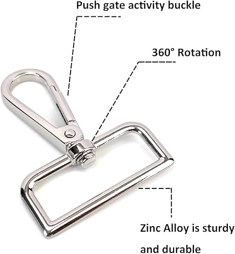 Miniatura 4 de 15 piezas de herrajes para bolso, ganchos giratorios de servicio pesado con anillos en D para bolso y hebillas deslizantes de tres guías para