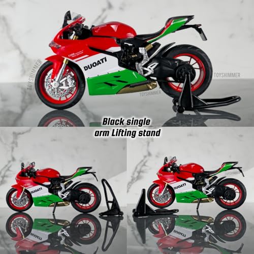 Image of Ducati 1199 superleggera Superbike Sporty Diecast Motorcycle Model, Light & Sound Function,1:12 Scale, Red & Green Color