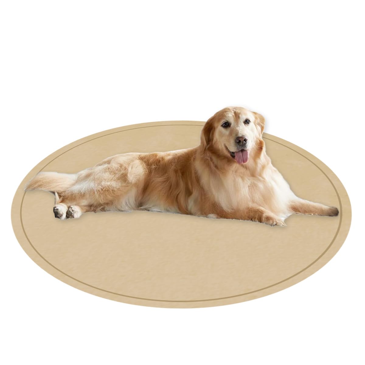 Tapis rond lavable pour chien luxueux lit beignet beige grand confort