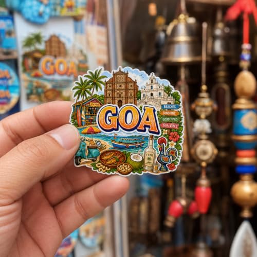 Image of Zesta Wooden Fridge Magnets Set | Refrigerator Decor Magnets for Kitchen | India Souvenir Fridge Magnet Collection | Wooden Magnet for Fridge Door Decoration (Goa)