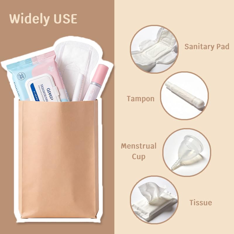 Image of Sanitary Pad Disposal Bags, 100 Count, Waterproof, Odor Controlling, Eco-Friendly Kraft Paper Bags (Pack of 2)