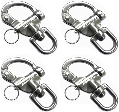 Baieasy 4 Pack Swivel Eye Snap Shackle Marine Sailboat Shackles Quick Release 316 Stainless Steel for Sailing Rigging SCBA Mask Halyard Panic Snap Spinnaker Clip