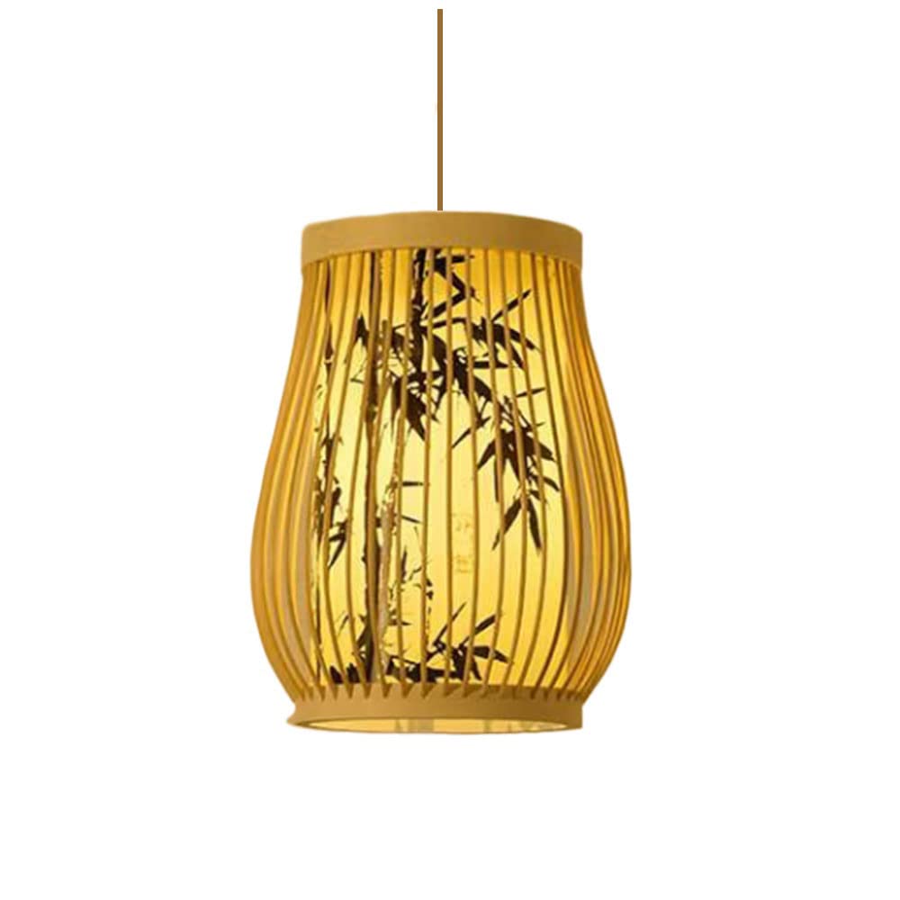 Lampe suspendue en bambou tissé E27 luminaire scandinave pour salle à manger