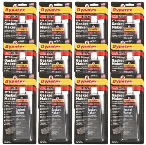 Image of Dynatex DynaBlack RTV Silicone Gasket Maker 85g Tube - 500F High Temperature, Sensor Safe, Low Odor, and Non-Corrosive Silicone Sealing Compound Made in the USA (12-Pack)