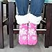 Pudus Snowflake Pink Cozy Winter Slipper Socks for Women and Men with Non-Slip Grippers and Faux Fur Sherpa Fleece - Adult Regular Fuzzy Socks