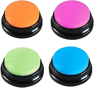 HUIOP botones de perro,Botón de grabación de voz de 4 colores, reproducción de grabación de 30 segundos, botones de perro grabables para comunicación, juego de zumbador de entrenamiento de interactivi