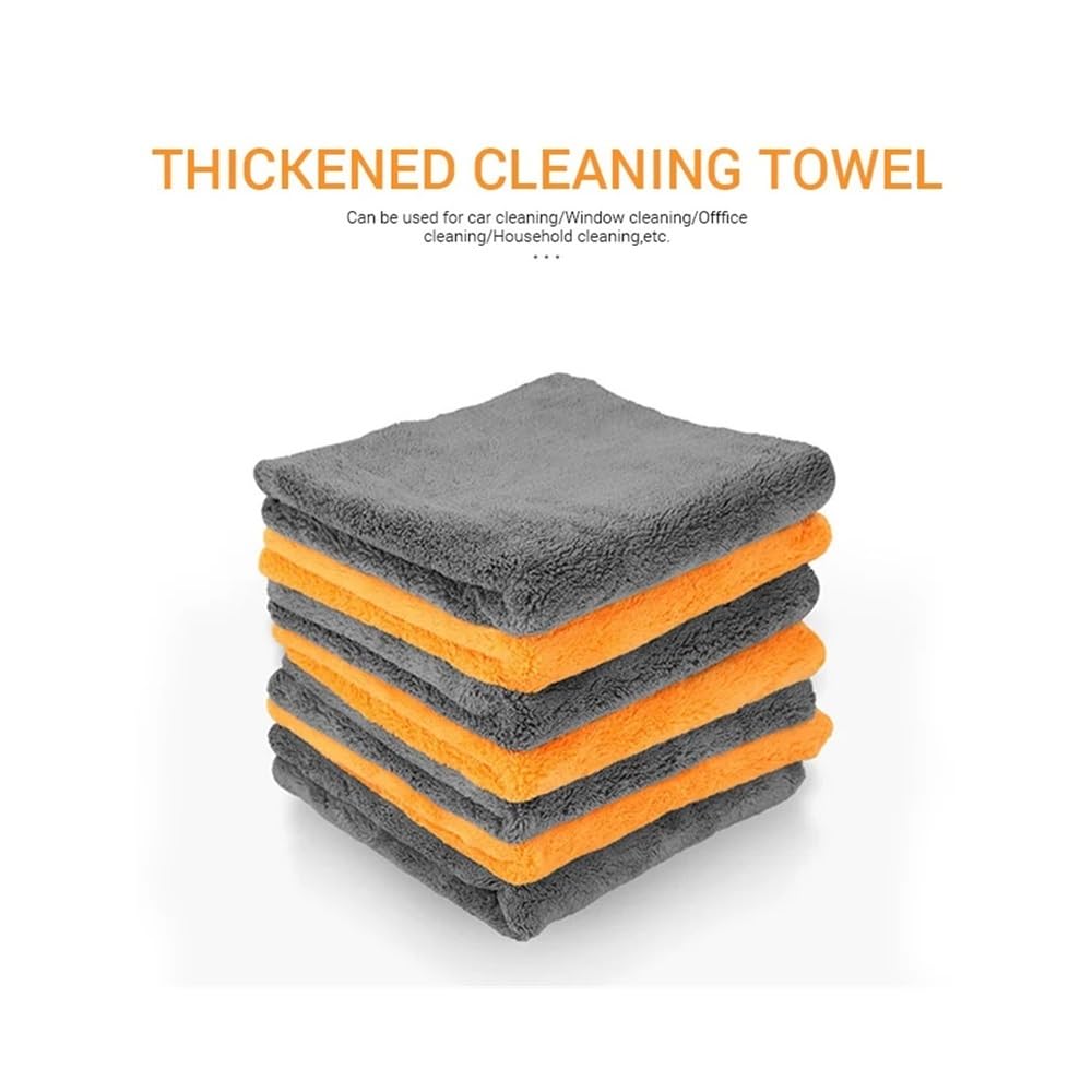 Toalla de microfibra de 600 g/m² para limpieza de coche, 1/3/6/9 unidades, 40 x 40 cm, toallas de lavado de coche gruesas para el cuidado de los detalles del automóvil (naranja, 6 piezas)