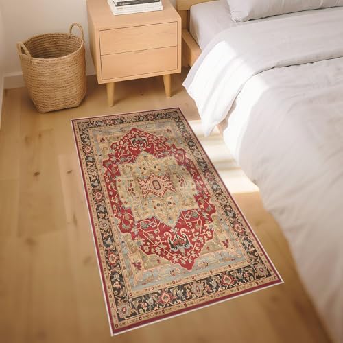 Tapis de sol rouge 200x300cm antidérapant grand format vintage - 7