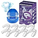 Mouth Guard for Grinding Teeth at Night,8 Packs Night Guards for Teeth Grinding,Teeth Grinding Mouth Guard for Sleep in 2 Sizes,Comfortable & Reusable Mouthguards for Grinding of Teeth