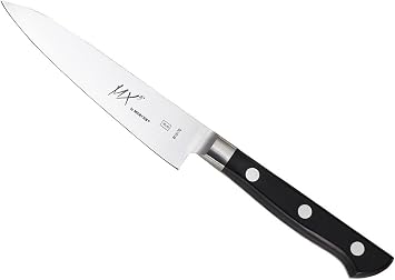 Mercer Culinary MX3 Premium San Mai VG-10 Steel Core Blade Petty Knife, 120mm, 5", Black