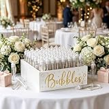 Jingmore Wedding Bubbles Holder Wedding Send Off Bubble Wands Tray for Anniversary Family Reunion Bridal Shower Party Supplies, Excluded Bubbles, 7.87x7.87x2.95 Inch(White,Classic)