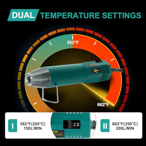 Heat Gun 350W with Dual Temp 392°F & 662°F and 2 Nozzles, Fast Heat Hot Air Gun with Overload Protection, 6.56Ft Long Cable for Crafting, Shrink Tubing, Vinyl Wrap, Epoxy — view 3