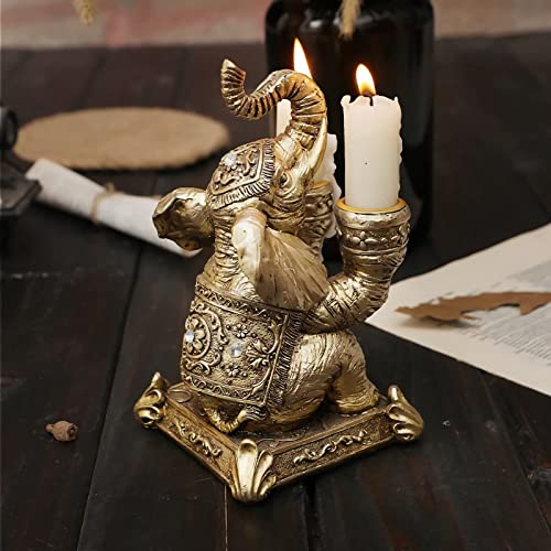 Gold Elephant Candle Holder For Tea Lights Candlesticks Pillar Candles Vintage Elegant Table Centerpiece Resin Decorative Stick Holders Home Decor Elefantes Shape Statues #TOP3