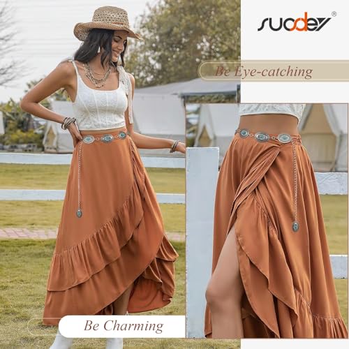 SUOSDEY Women Metal Waist Chain Belt Concho Western Cowgirls Country Belt for Jeans Dress2