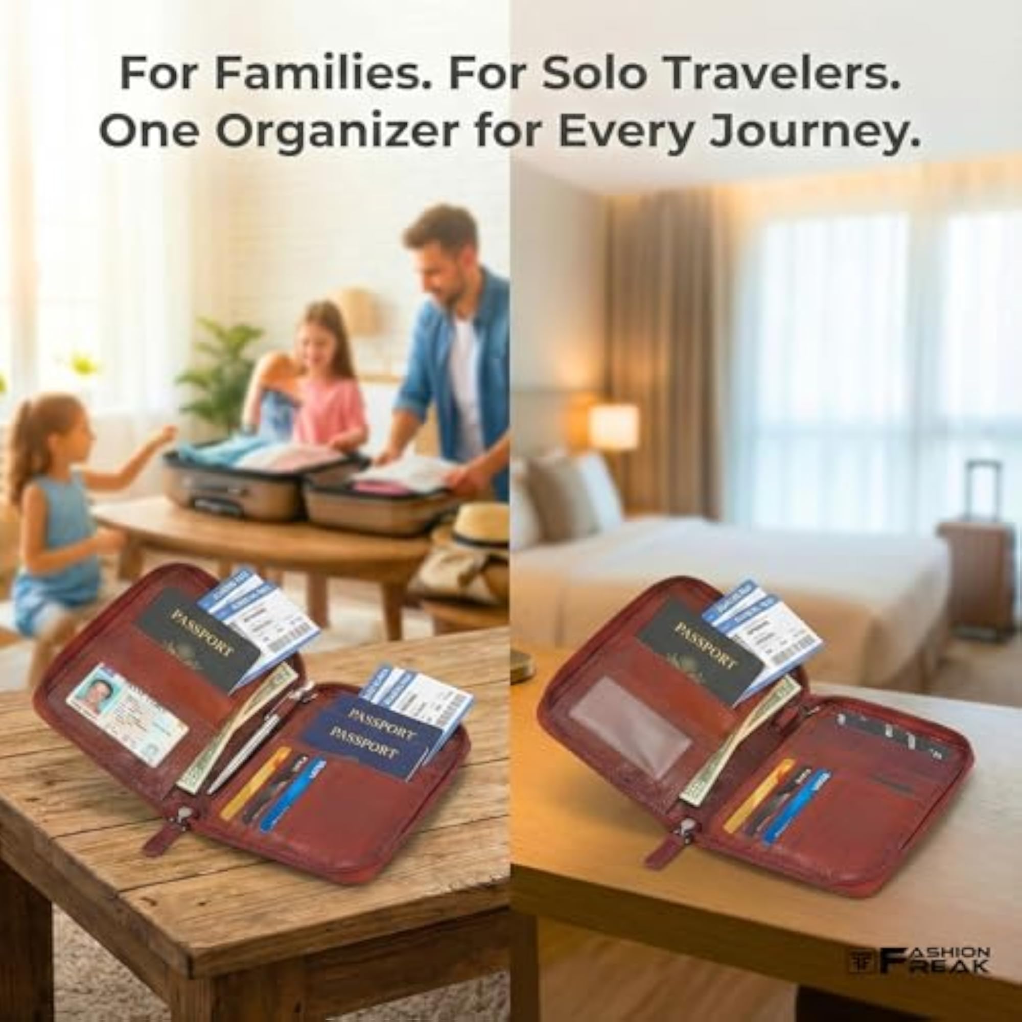Genuine Leather Passport Holder for Family of 4