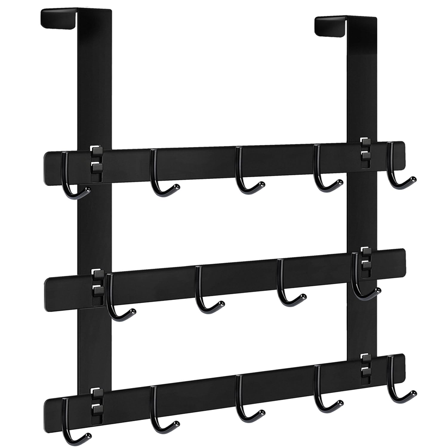 Ganchos para colgar sobre la puerta, 14 ganchos para colgar sobre la puerta, toallero para baño, organizador sobre puerta (14 ganchos, negro)