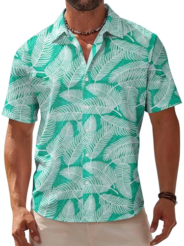 Image of Yoimira Hawaiian Shirts for Men, Print Mens Casual Short Sleeve Button Down Shirts Floral Aloha Beach Shirt