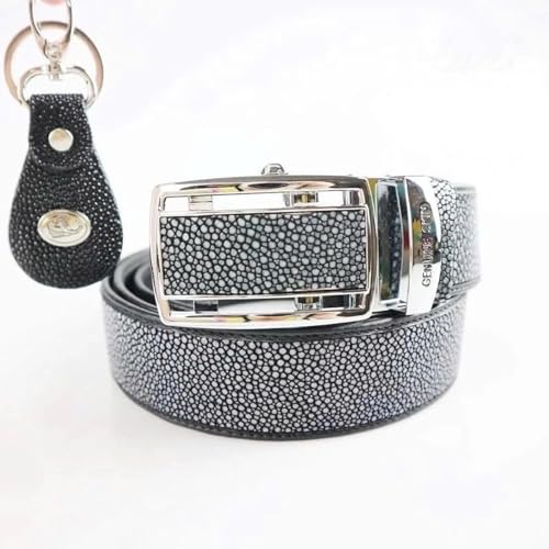 Genuine Stingray Quill Leather Skin Buckle Belts For Men, Real Stingray Shagreen Full Grain Leather Belt Men Wide 1.5"3