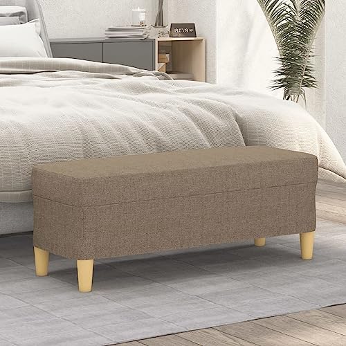 Mokuyary Banc Taupe 100x35x41 cm Tissu, Banquette à Chaussures pour Entrée, Chambre, Salon, Salle...