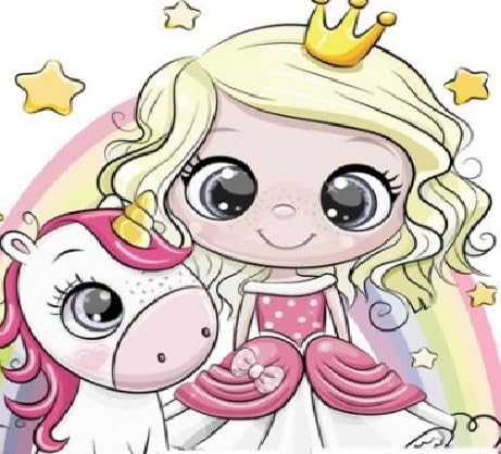 Set of 2 Paper LUNCH Decoupage Napkins PRINCESS UNICORN CARTOON For Needlework Perfect For Birthday Holiday Wedding Cocktail Projects Premium Quality Exquisite Designs