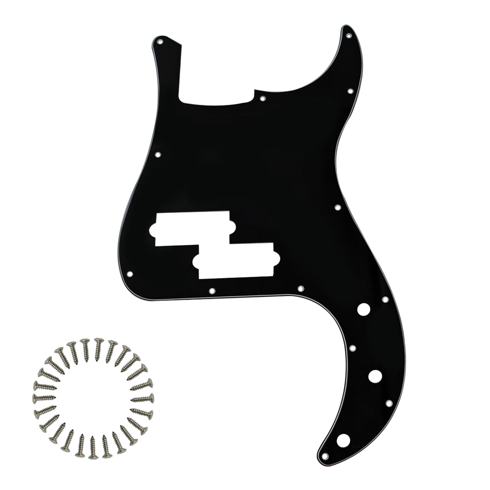 13-Hole P Bass Pickguard for Fender Precision Bass, Black 3Ply