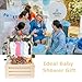 GaliGali Wooden Baby Shower Crate Closet, Newborn Gift Basket with Handle and Kids Hanger Garland, Gender Reveal Storage Box, Personalized Baby Gift for Pregnant New Parents NO.LPL Wood-S