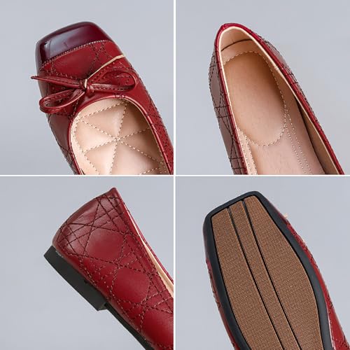 Women's Bow Ballet Flats for Casual, Comfortable Low Heel Closed Cap Toe Slip On Shoes for Party Wedding Vacation4