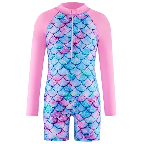 Traje de baño de sirena para niñas de 3 a 10 años con protección solar