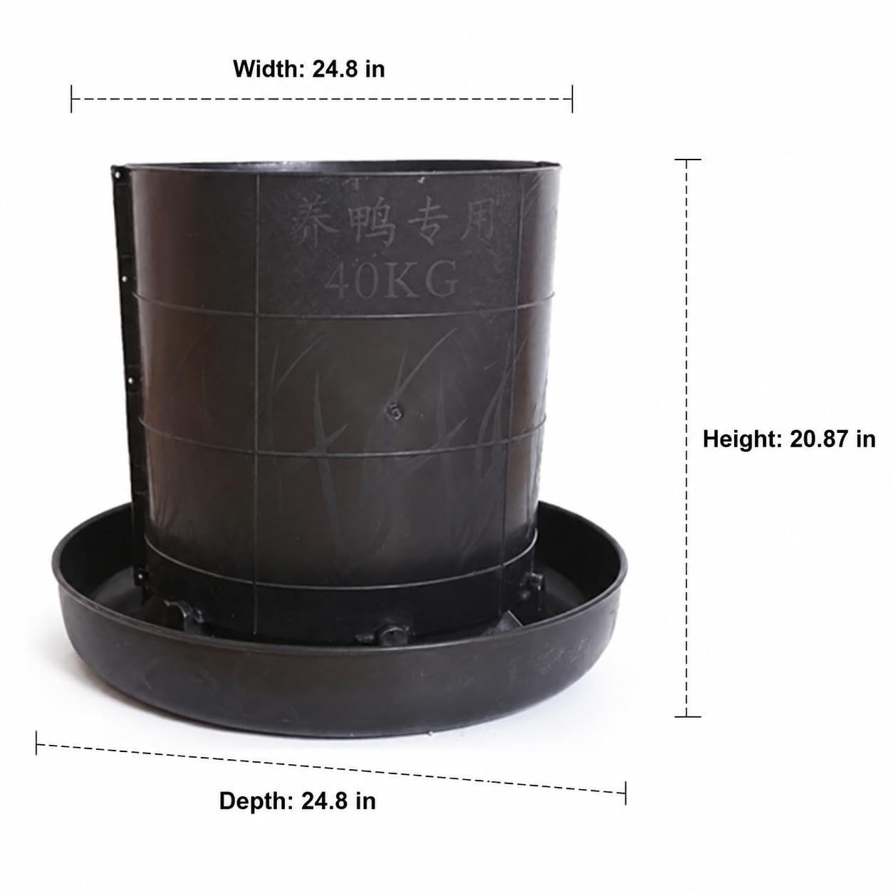 Comedero automático gallinas 40 kg, tolva Anti Ratas con Malla, 53 cm Altura, Negro, para Corral