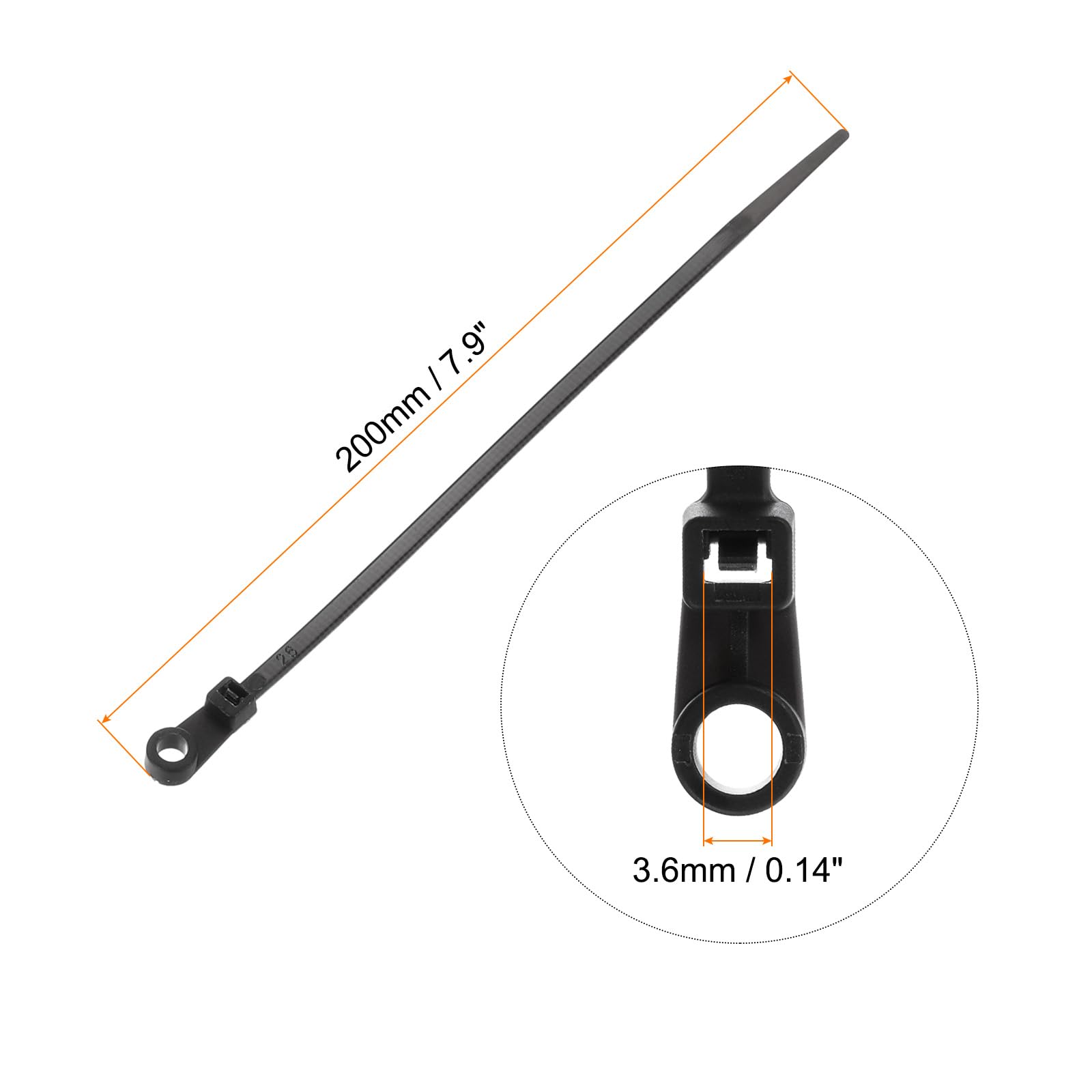 QUARKZMAN 500pz 200mm/8" 40 Lbs Montaggio Testa Cavo Cerniera Fascette Autobloccante Lungo Nylon Cavo Fascetta 3,6mm/0,14" Fascette per Cavi Gestione Nero