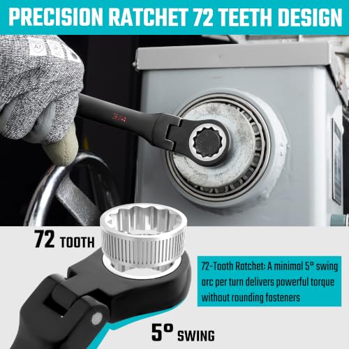 Image of DURATECH Flex-Head Ratcheting Wrench Set, 22-Piece, Black Electrocoat