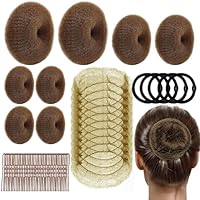 63-teiliges Haarknoten-Set in verschiedenen Größen, Haarknoten-Macher mit Haarnadeln und Haargummis für Frauen, Kinder und Balletttänzerinnen (Hellbraun)